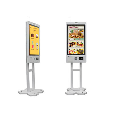주문 21.5 23.8 27 32 Inch Touch Screen Self Service QR Code Scanner Ticket Receipt Printer Ordering Payment Kiosk for Restaurant online manufacture