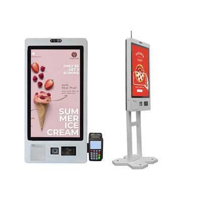 주문 32인치 쇼핑몰 자동 계산대 터치스크린 디지털 키오스크 프린터 QR 코드 스캐너 online manufacture