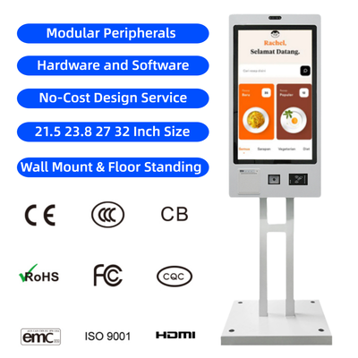 주문 OEM ODM 월 마운트 레스토랑 결제 키오스크 터미널 용량 터치 스크린 셀프 서비스 영수증 프린터 주문 키오스크 online manufacture