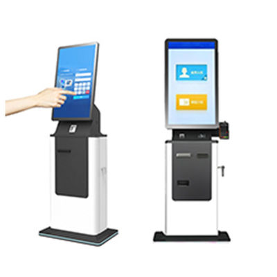 27/32 Inch Hotel Hospital Check Self Service Card Dispenser Passport Scanner Ticket Printer Cash Acceptor Payment Kiosk SDK