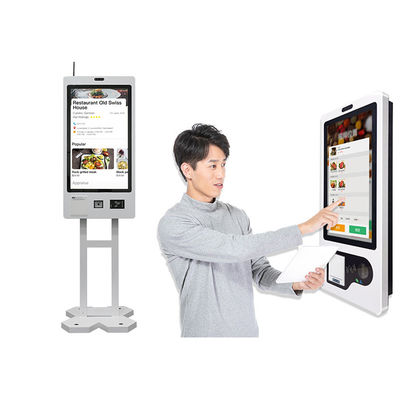 카메라와 강건한 자급식 키오스크와 써멀 프린터 결제 벽 말 탄 키오스크