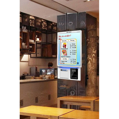벽에 장착된 KFC 셀프 서비스 결제 키오스크 용량 터치 10 포인트 화면 포함